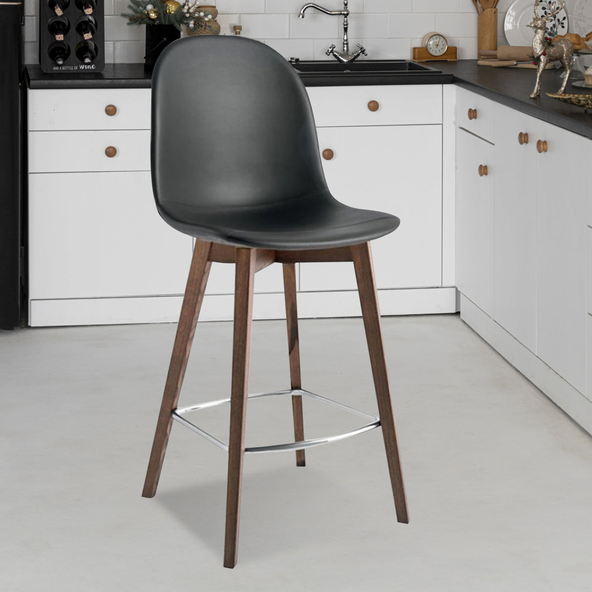 Banco italiano para cocina Academy bajo tipo piel. Muebles Italianos