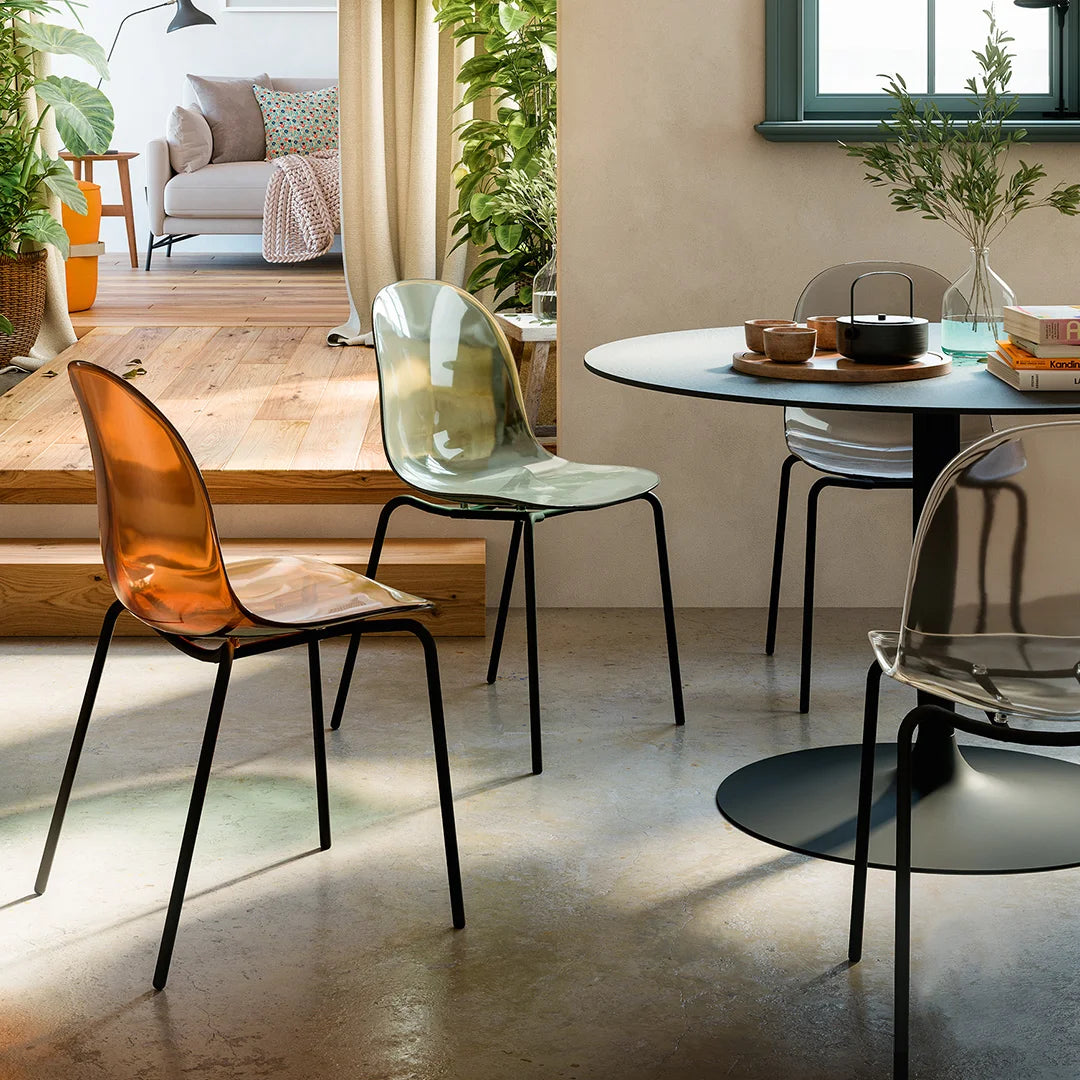 Silla para comedor Academy de metal y transparente. Muebles Italianos