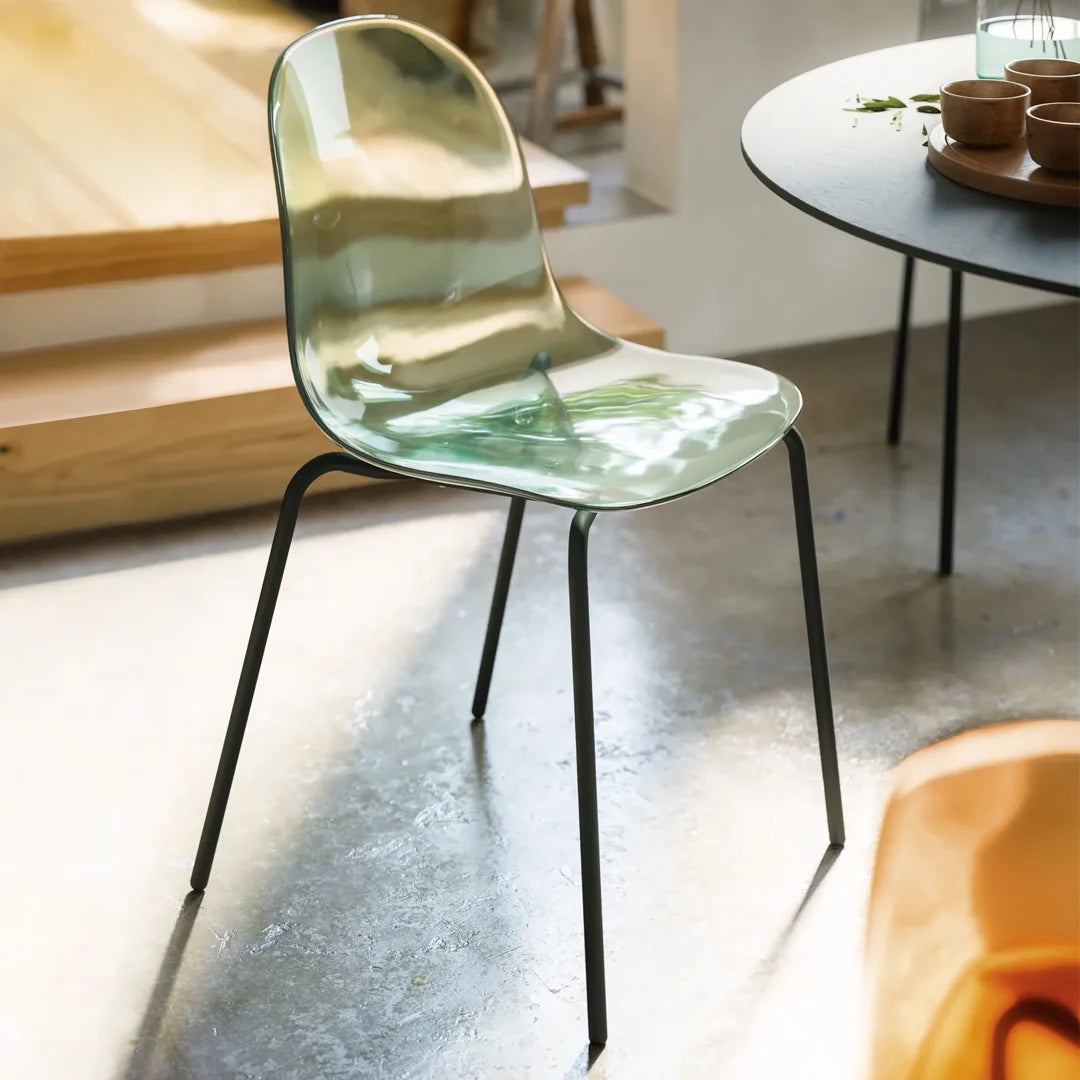 Silla para comedor Academy de metal y transparente. Muebles Italianos