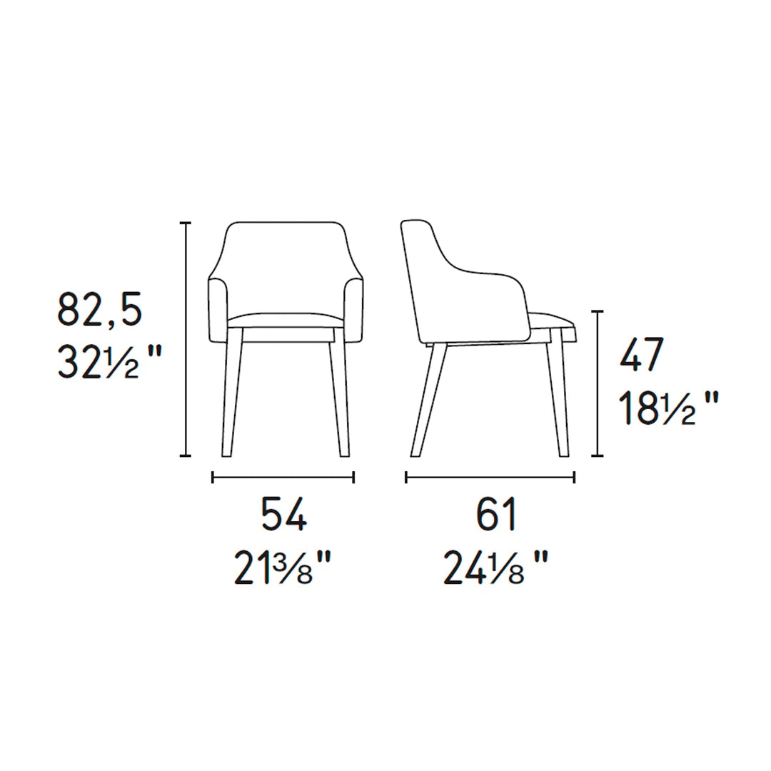 Silla Adèl con Brazos para Comedor. Muebles Italianos