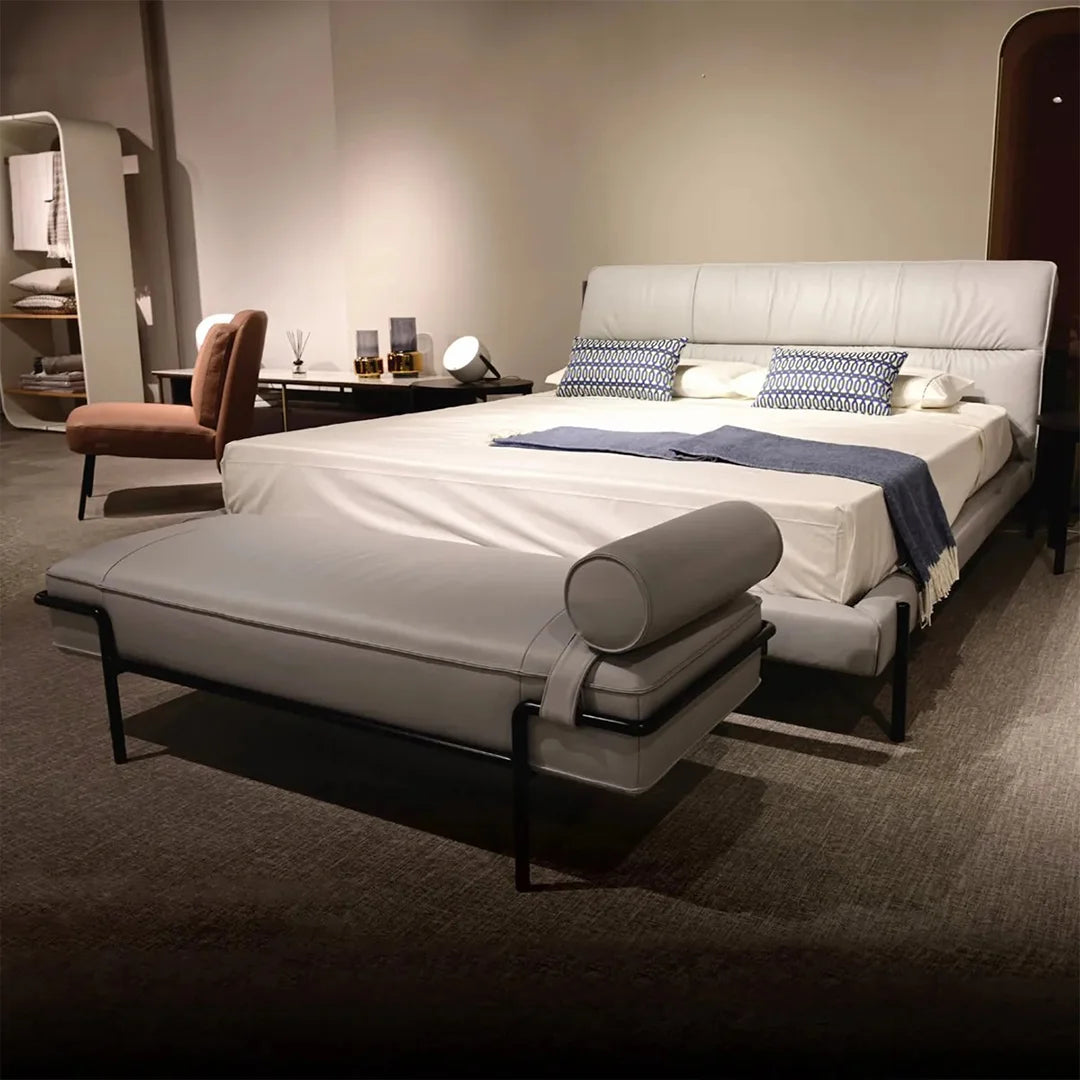 Banca Morfeo piel gris cálido. Muebles Italianos