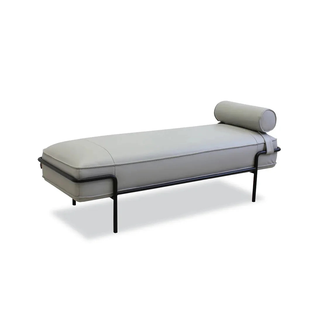 Banca Morfeo piel gris cálido. Muebles Italianos