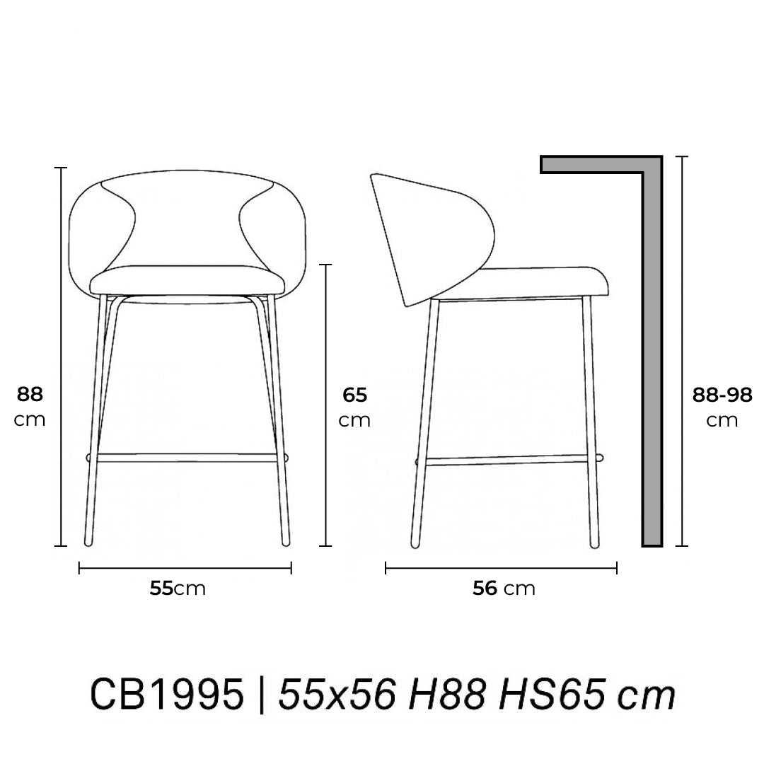 Banco de terciopelo Tuka para Desayunador