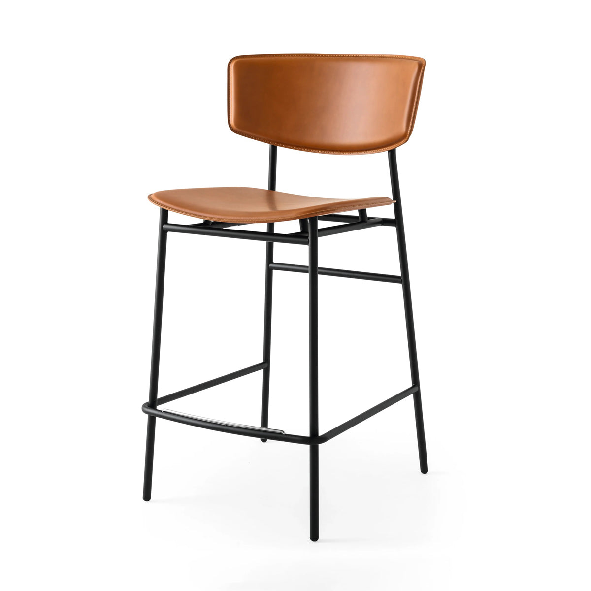 Banco fifties cuero y metal