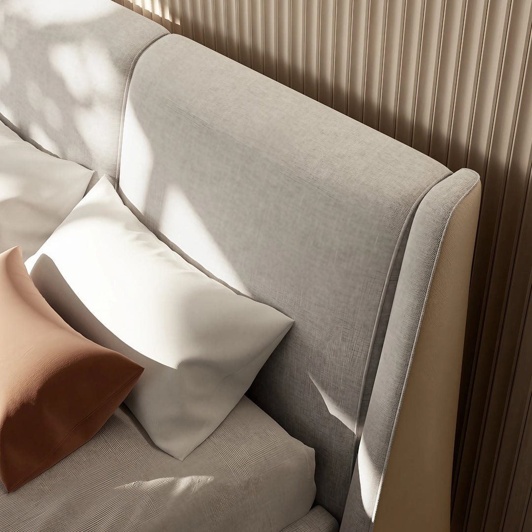 Cama Cuzco Natuzzi King Size piel Le mans rosa beige