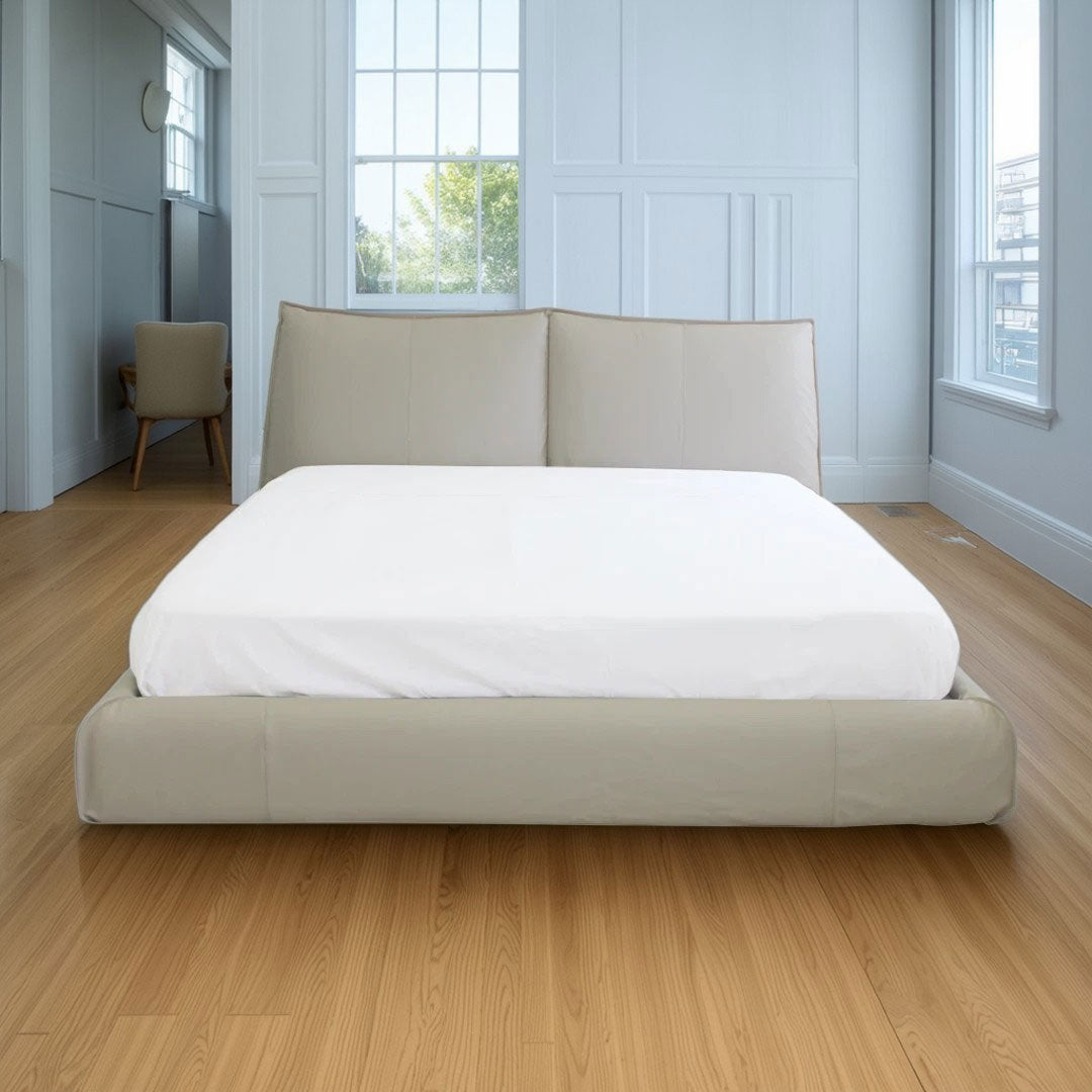 Cama Lunare Natuzzi Queen Size piel Beige Ahumado