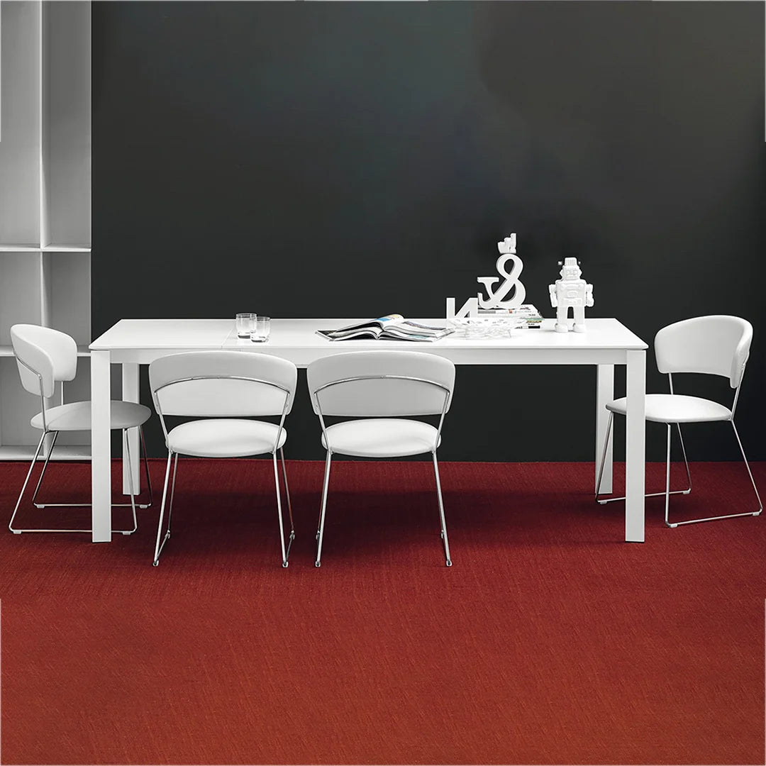 Mesa Italiana extensible Eminence base metalica 160 cm. Muebles Italianos