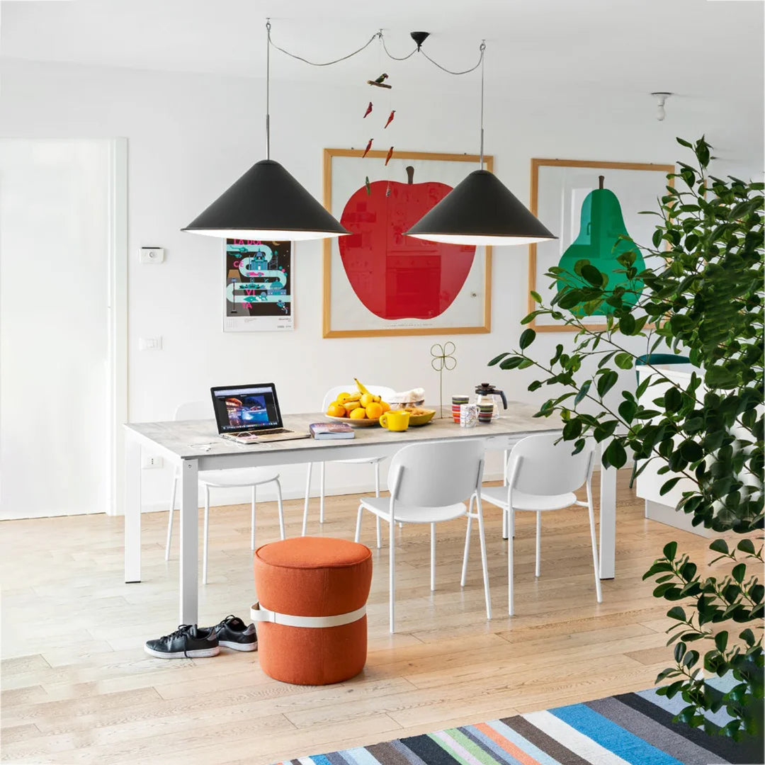 Mesa Extensible Eminence Fast base metalica 160 cm. Muebles Italianos