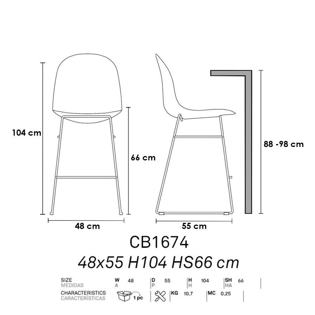 Banco Italiano para cocina Academy de tela y metal