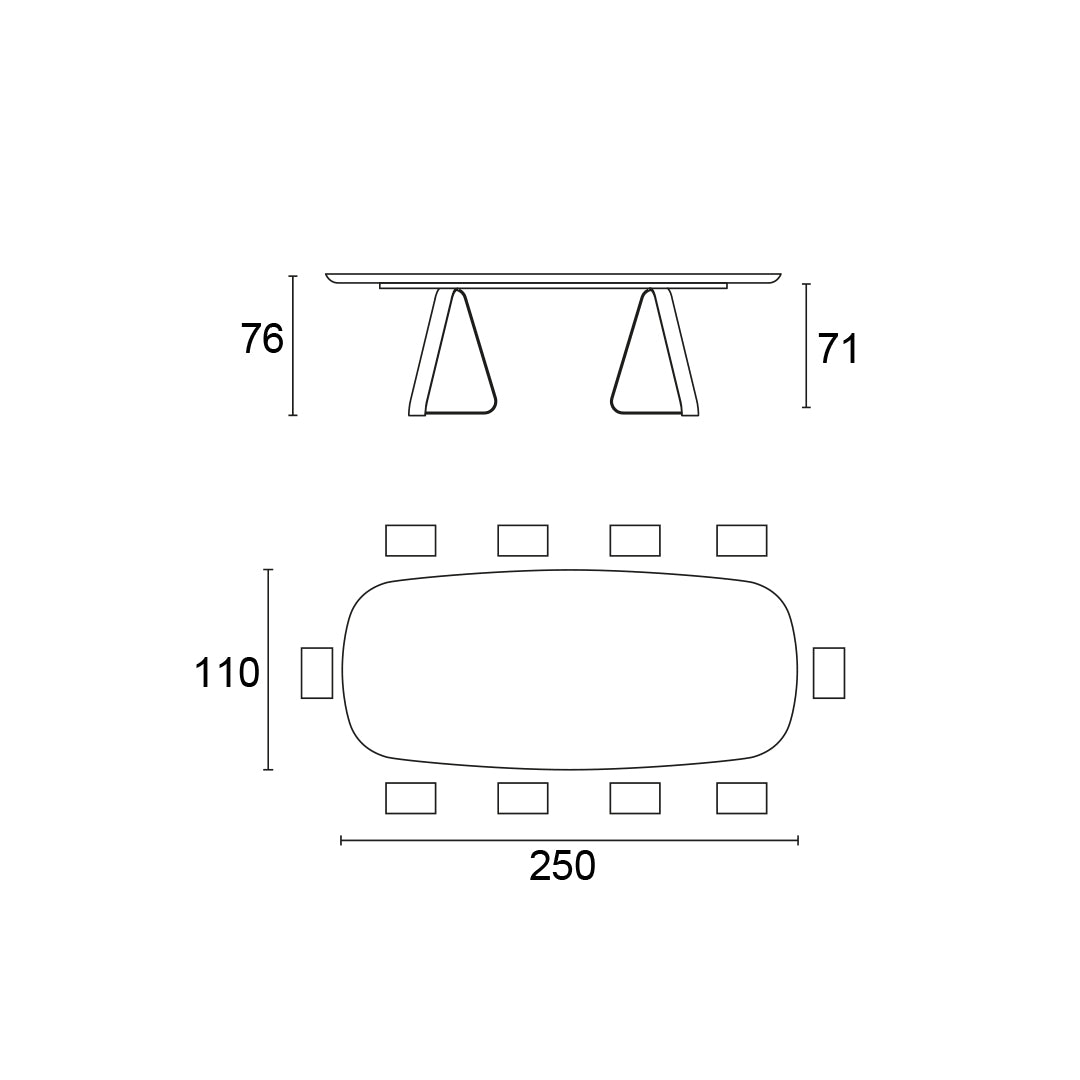 mesa sunshine fija con borde redondeado FSW 250