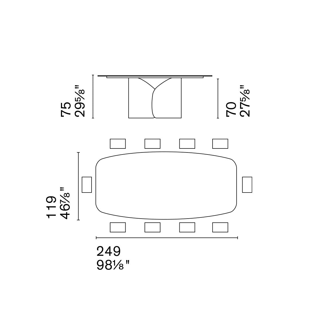 mesa twins 250 cm cristal nilo bronze