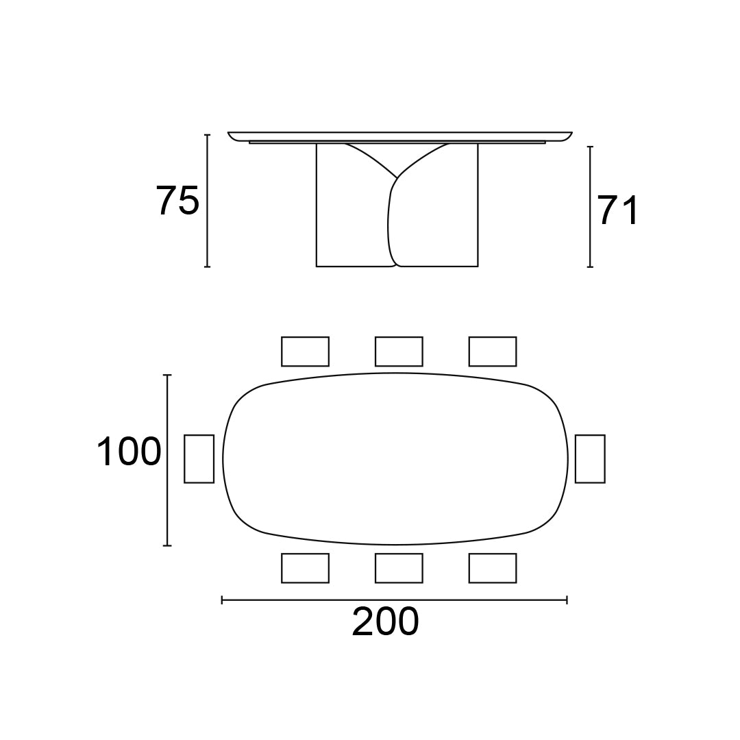 mesa twins fija con borde redondeado FSW 200