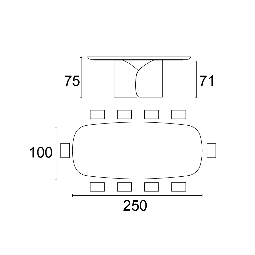 mesa twins fija con borde redondeado FSW 250