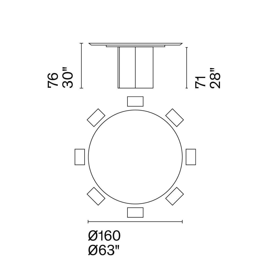 mesa yoroi circular 160 (inserto acanalado)
