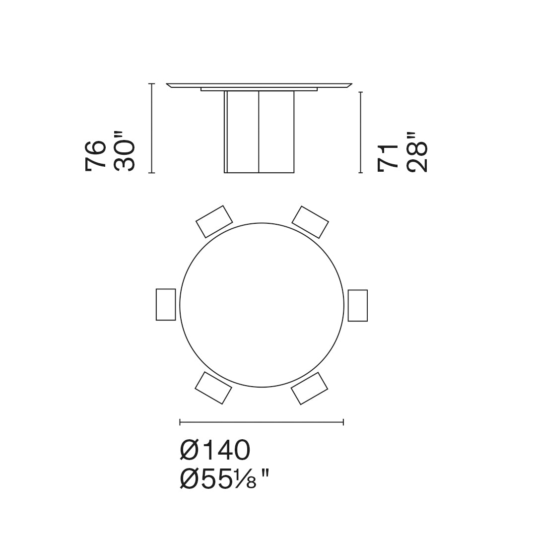 mesa yoroi circular 140 (inserto acanalado)