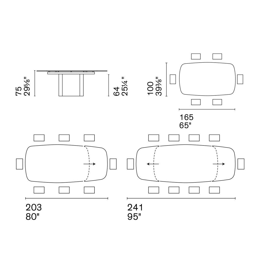 mesa yoroi extensible S 165 (inserto acanalado)