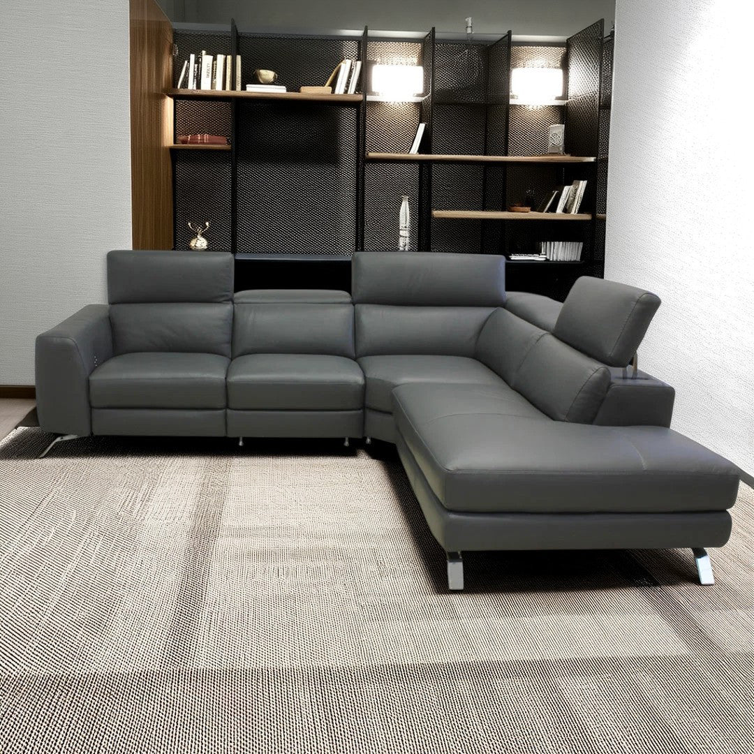 Esquinero Pensiero Natuzzi de piel antracita