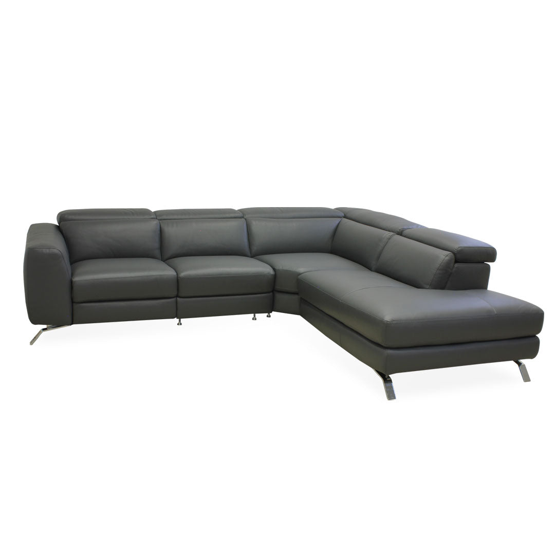 Esquinero Pensiero Natuzzi de piel antracita