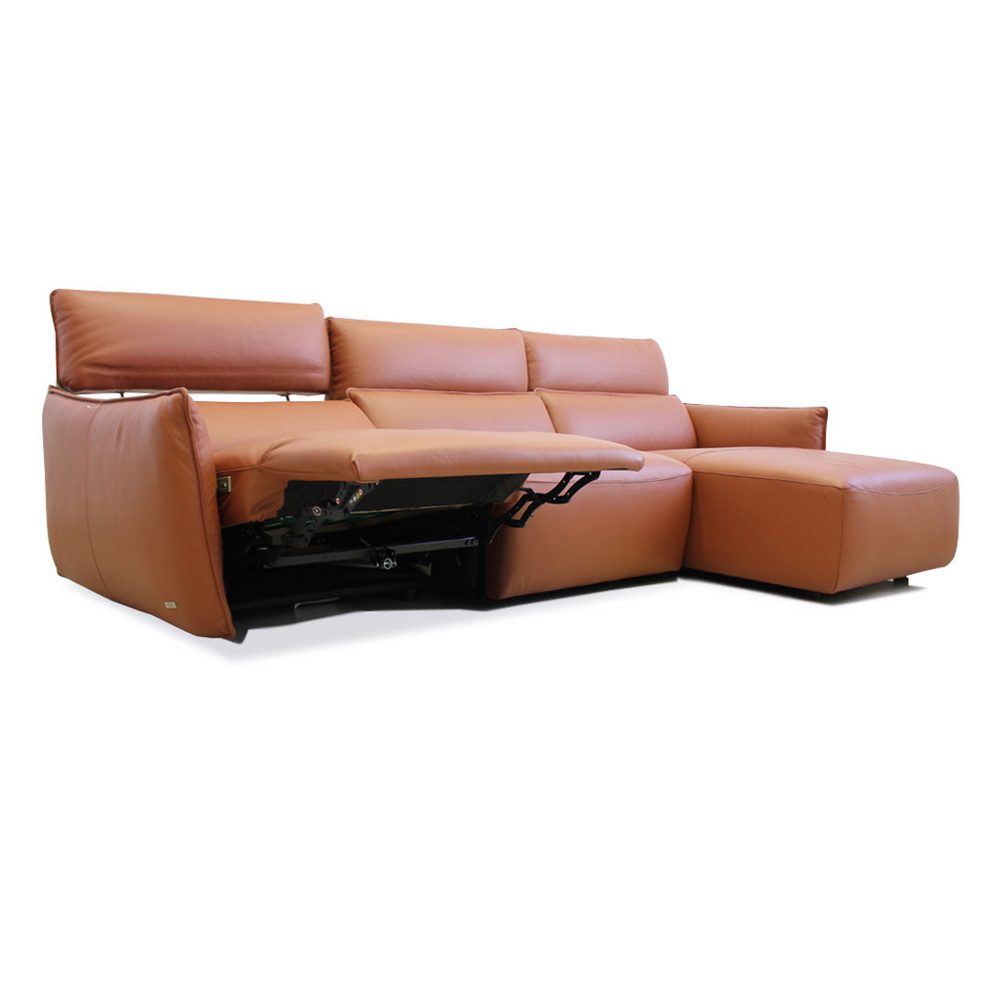 Esquinero Stupore Natuzzi Coñac Chaise derecho reclinable eléctrico con sensor