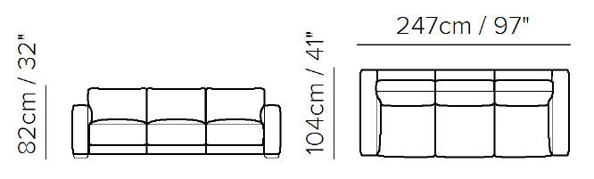 Sofá largo Boston piel. Muebles Italianos