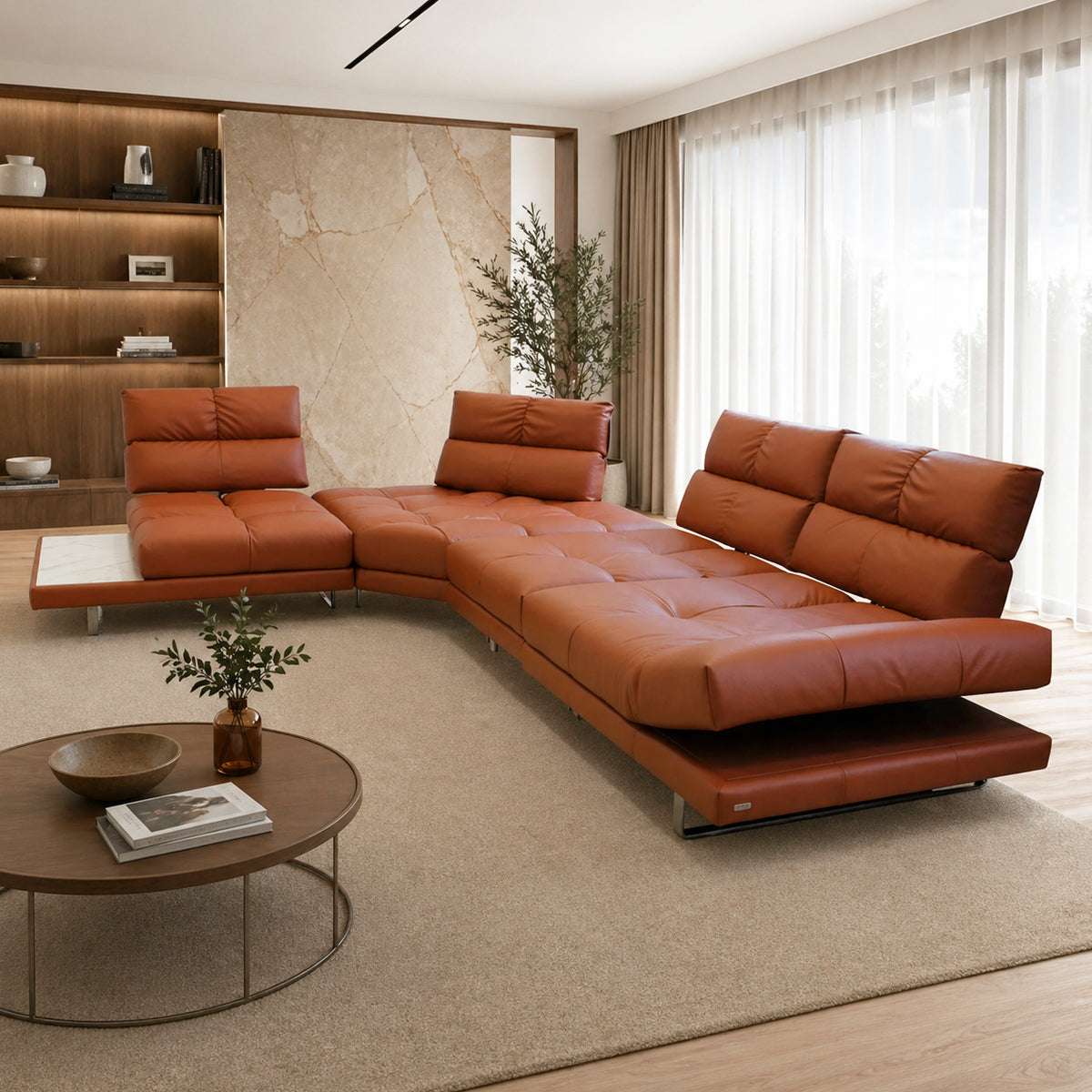 Sala Roma Natuzzi Brazo Derecho Piel Coñac