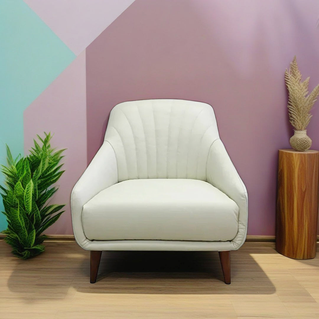 Sillón Felicita Natuzzi en piel base de madera