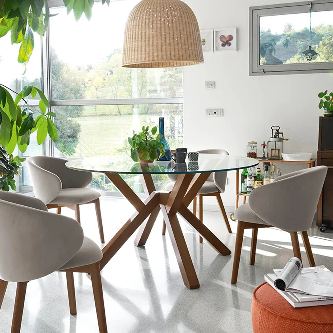 Mesa fija Italiana Mikado de cristal 120cm. Muebles Italianos