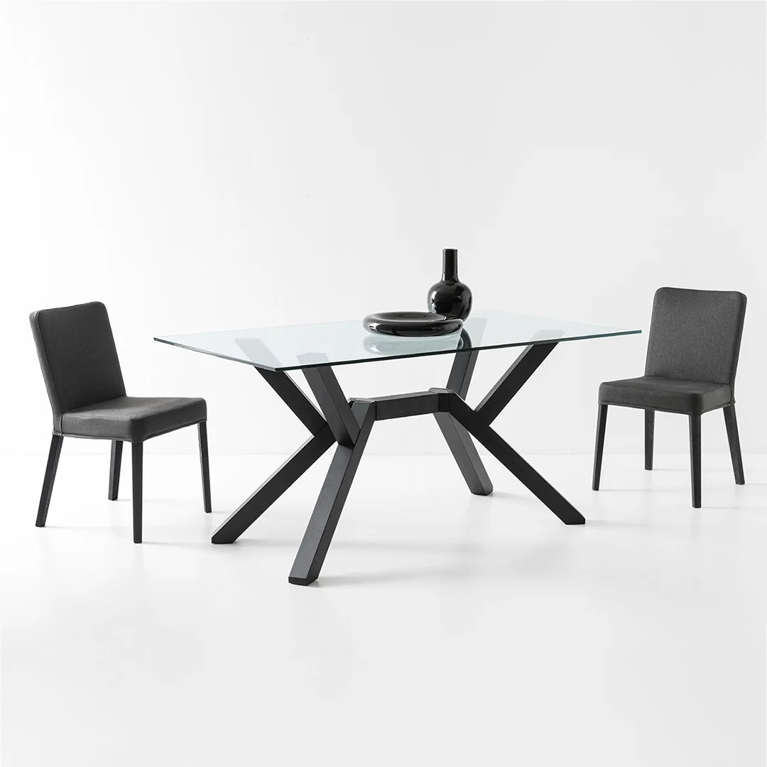 Mesa fija Mikado rectangular de cristal 180 cm. Muebles Italianos