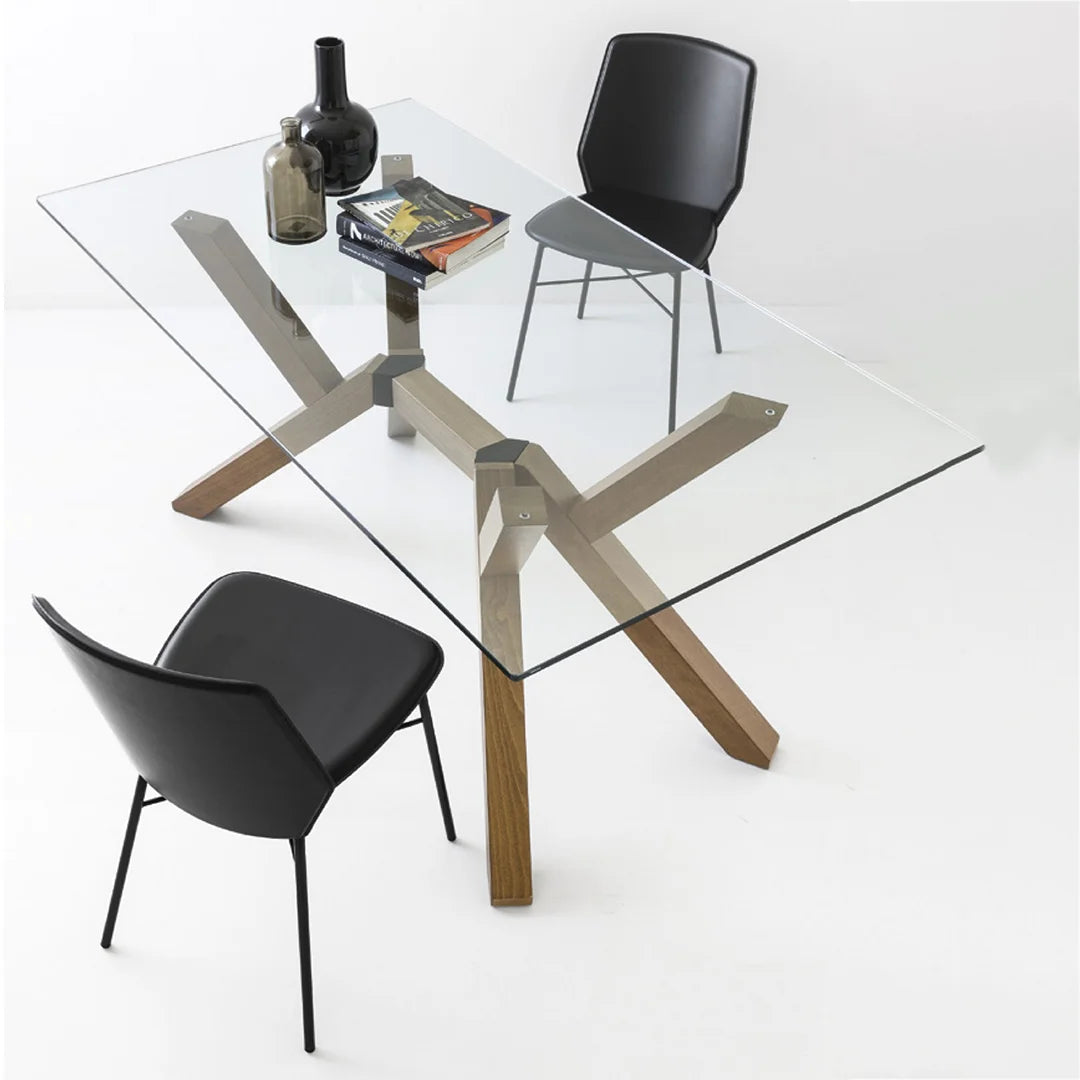 Mesa fija Mikado rectangular de cristal 180 cm. Muebles Italianos