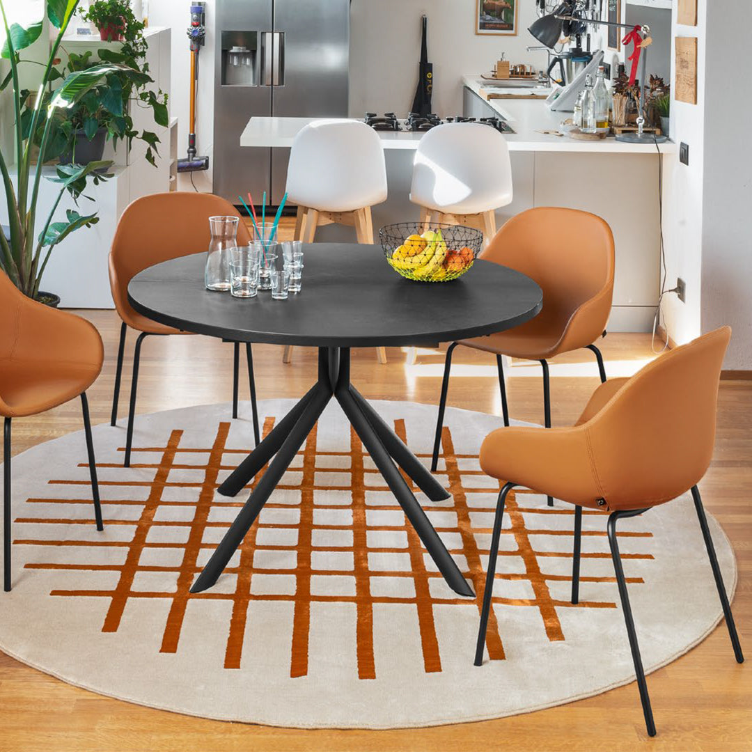 Mesa Redonda Extensible Italiana Giove Cerámica 120 cm negro oxido