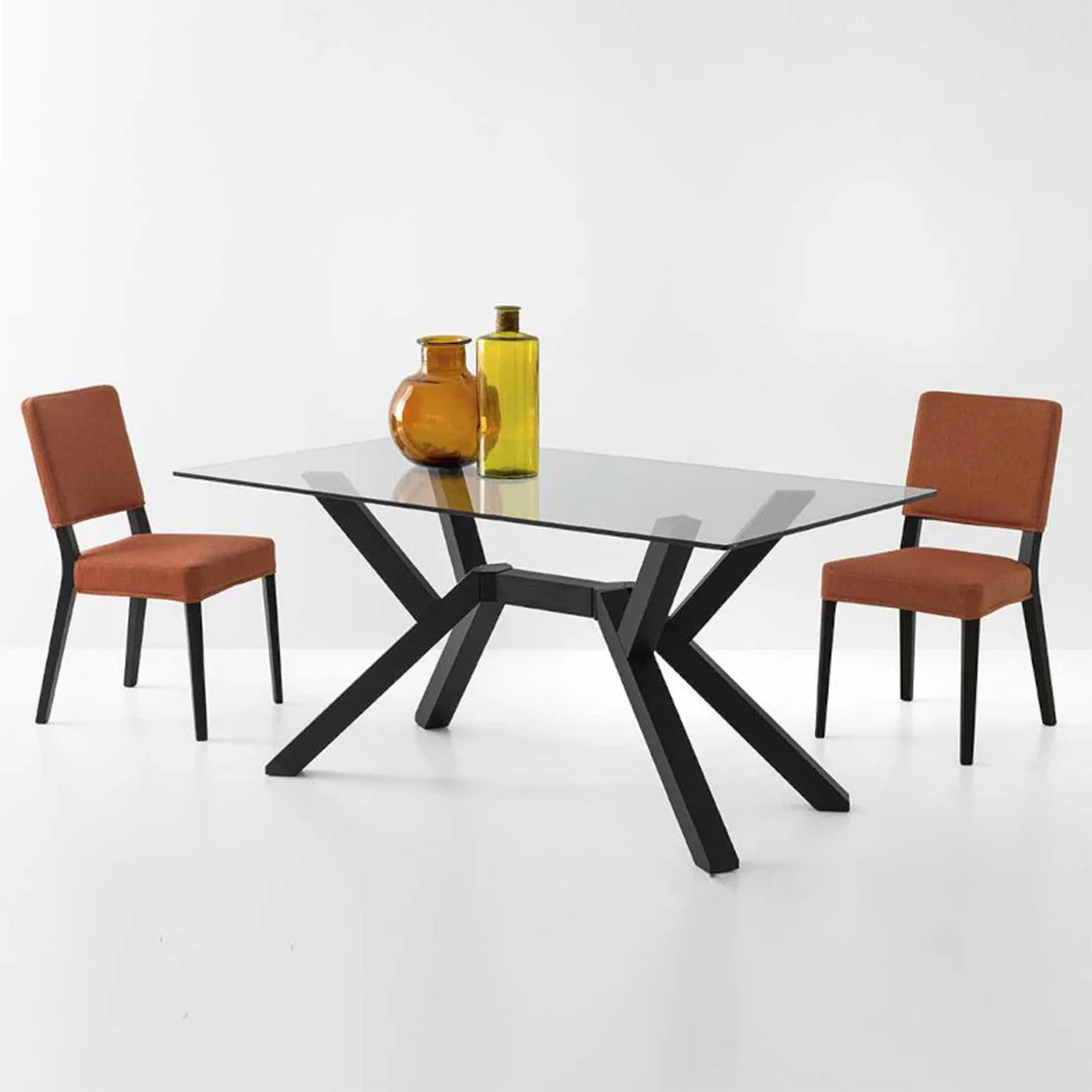 Mesa fija Mikado rectangular de cristal 160 cm. Muebles Italianos