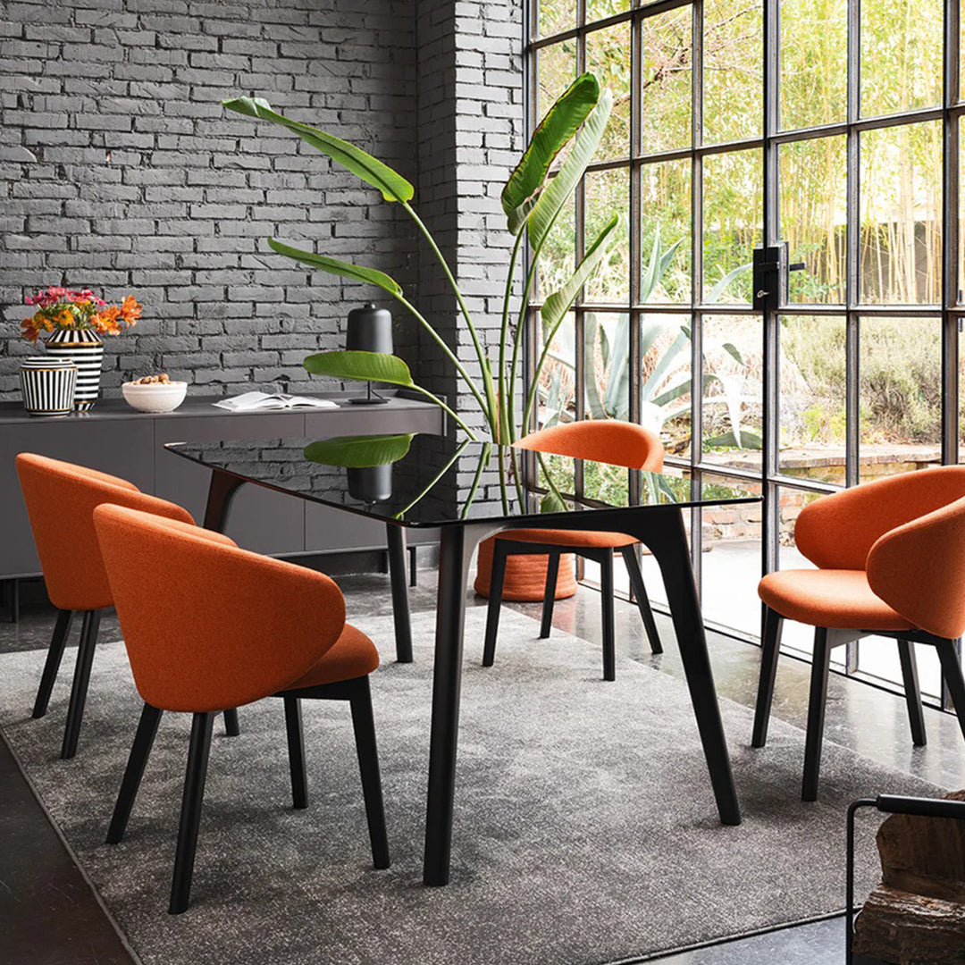 Mesa fija Pod rectangular de cristal 160 cm