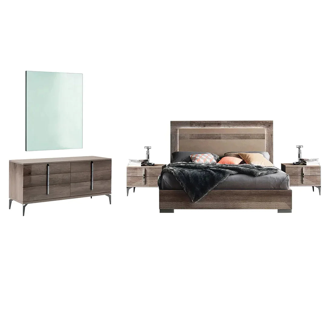 Recámara Matera completa King size. Muebles Italianos