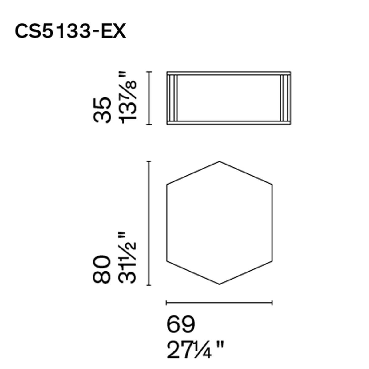 Mesa de centro Renee hexagonal grande