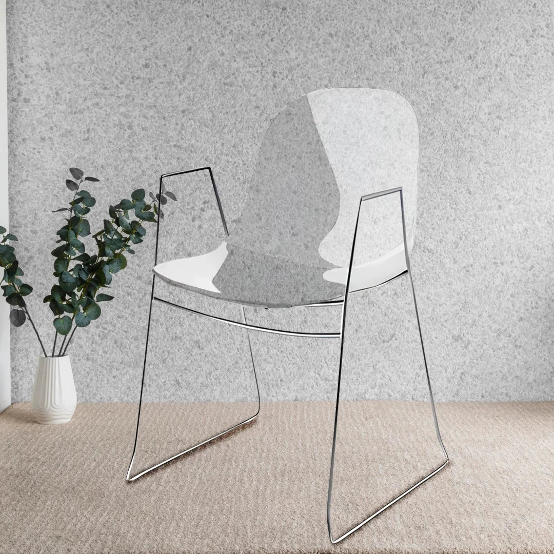 Silla de comedor Academy transparente de metal con brazos. Muebles Italianos