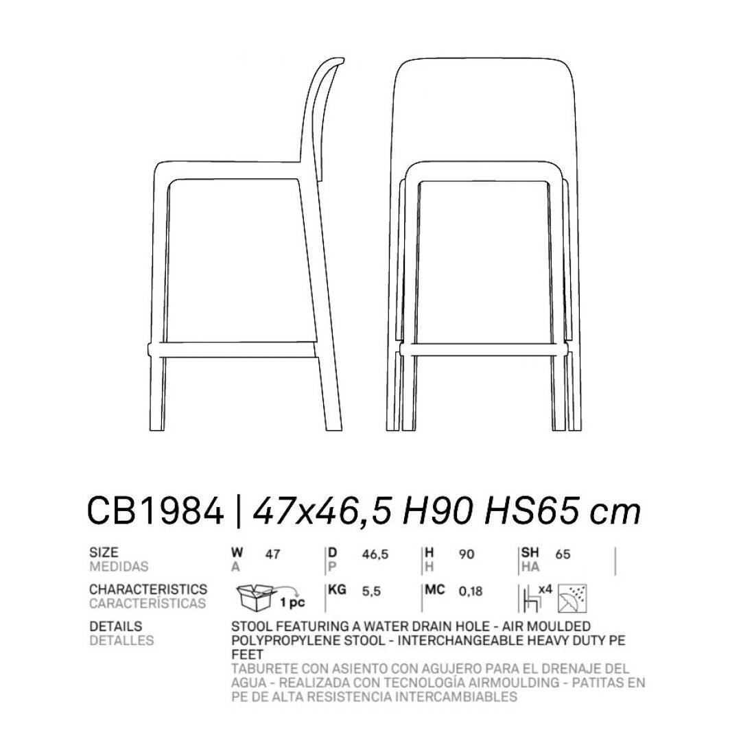Banco Bayo bajo polipropileno. Muebles Italianos