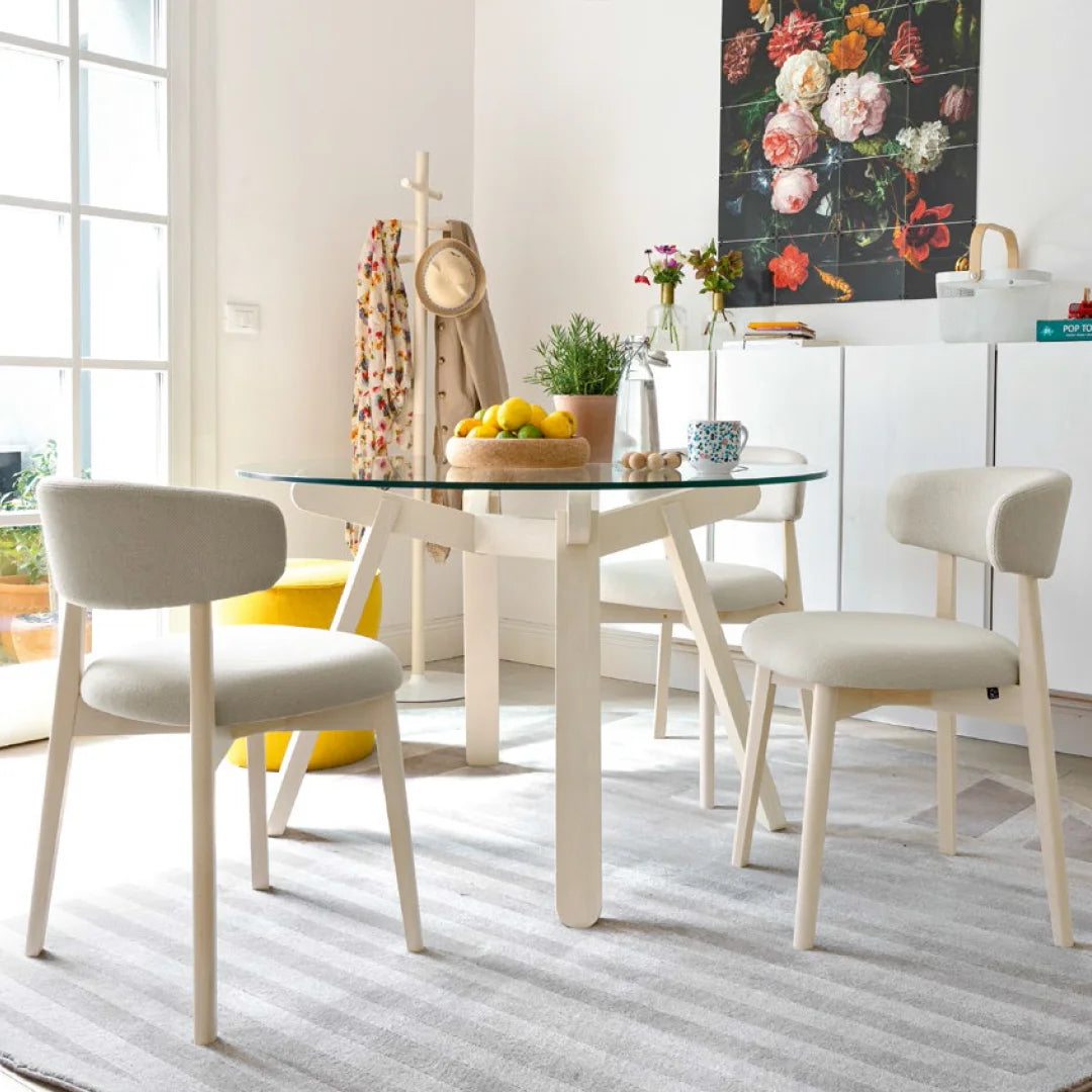 Silla para comedor Talks de tela y tipo piel. Muebles Italianos