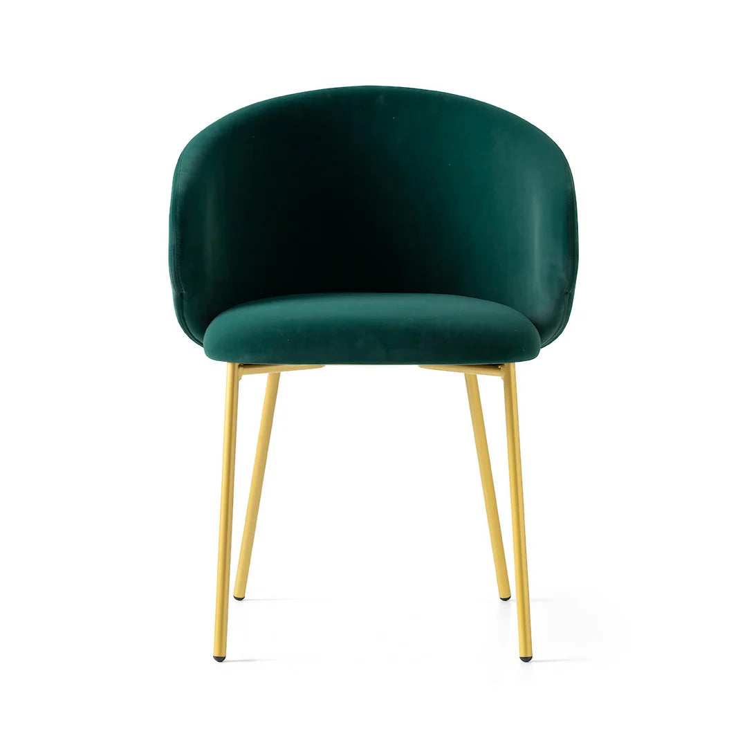 Silla Italiana Tuka con base de metal y terciopelo. Muebles Italianos