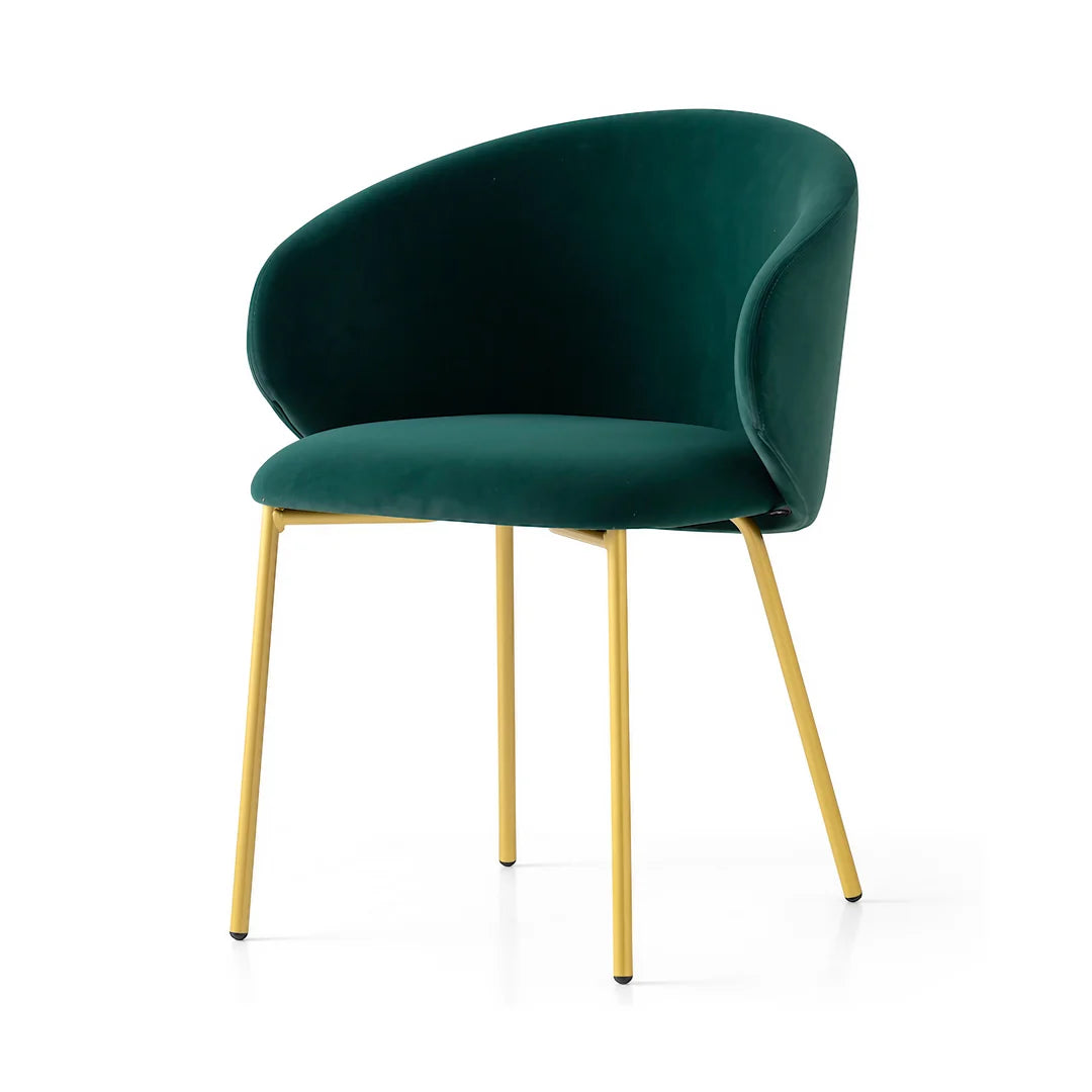 Silla Italiana Tuka con base de metal y terciopelo. Muebles Italianos