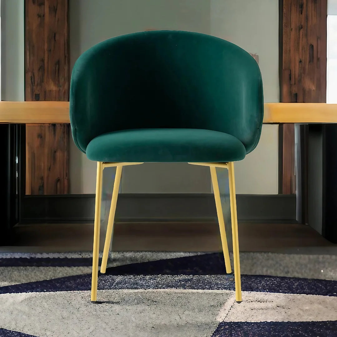 Silla Italiana Tuka con base de metal y terciopelo. Muebles Italianos