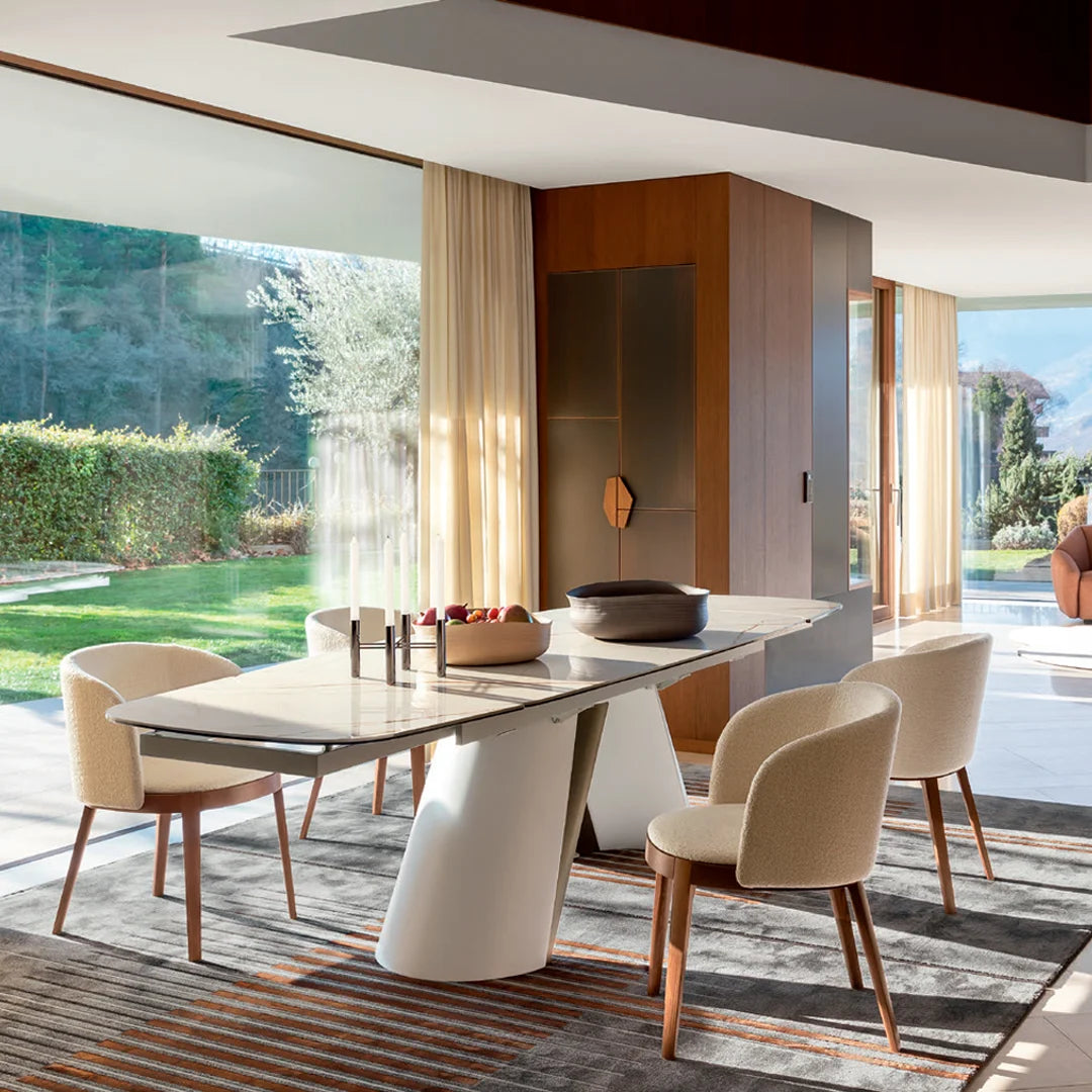 Silla Adèl de Tela con Brazos para Comedor. Muebles Italianos