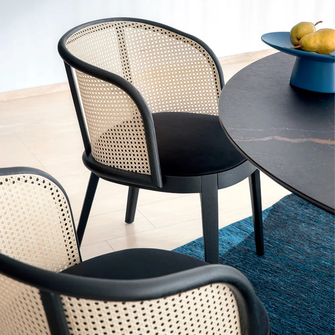 Silla Adèl con Respaldo de Paja para Comedor. Muebles Italianos