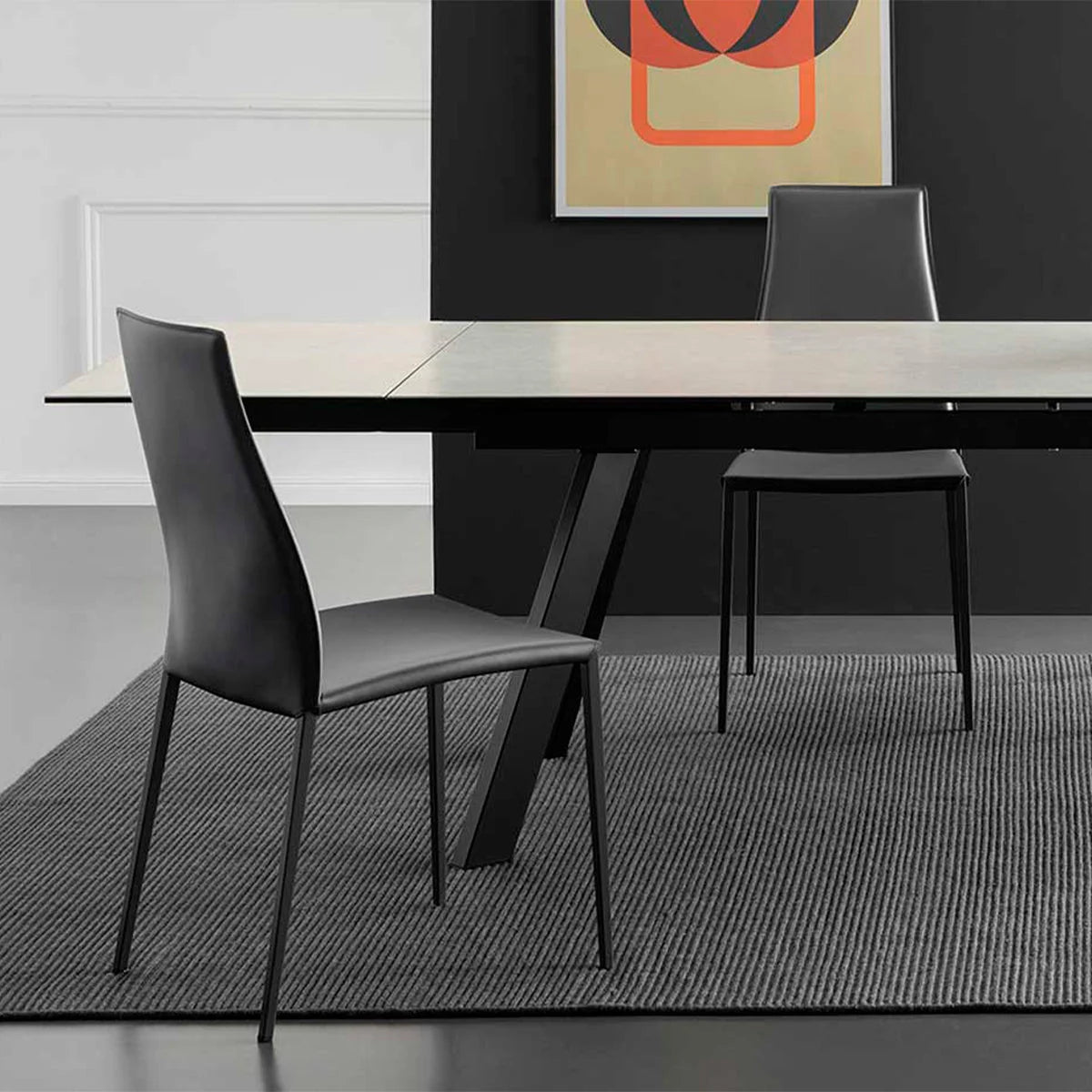 Silla de Cuero Aida para Comedor. Muebles Italianos