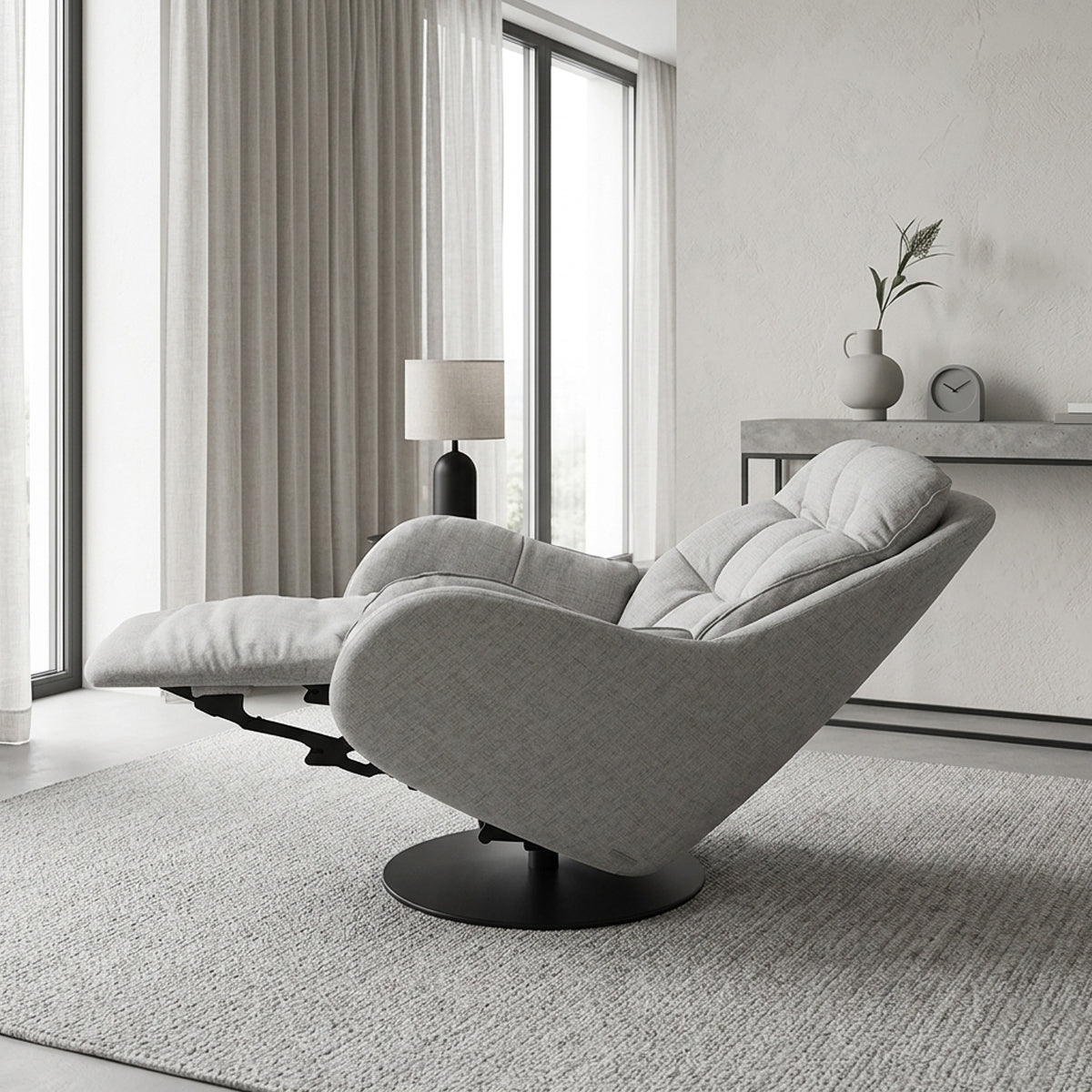 Sillón Levante Natuzzi Queen Atena Gris Medio reclinable en tela