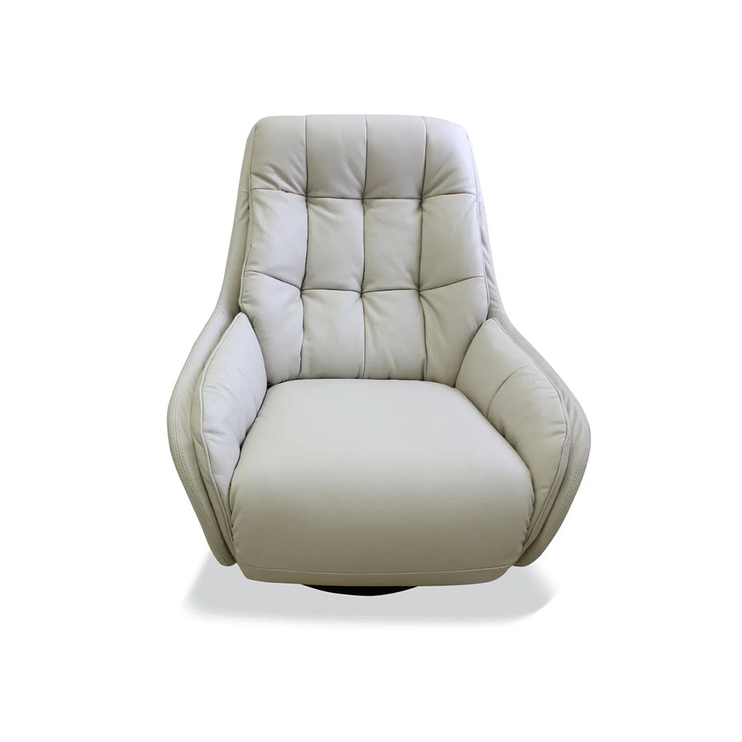 Levante sillón king reclinable en piel beige ahumado. Muebles Italianos
