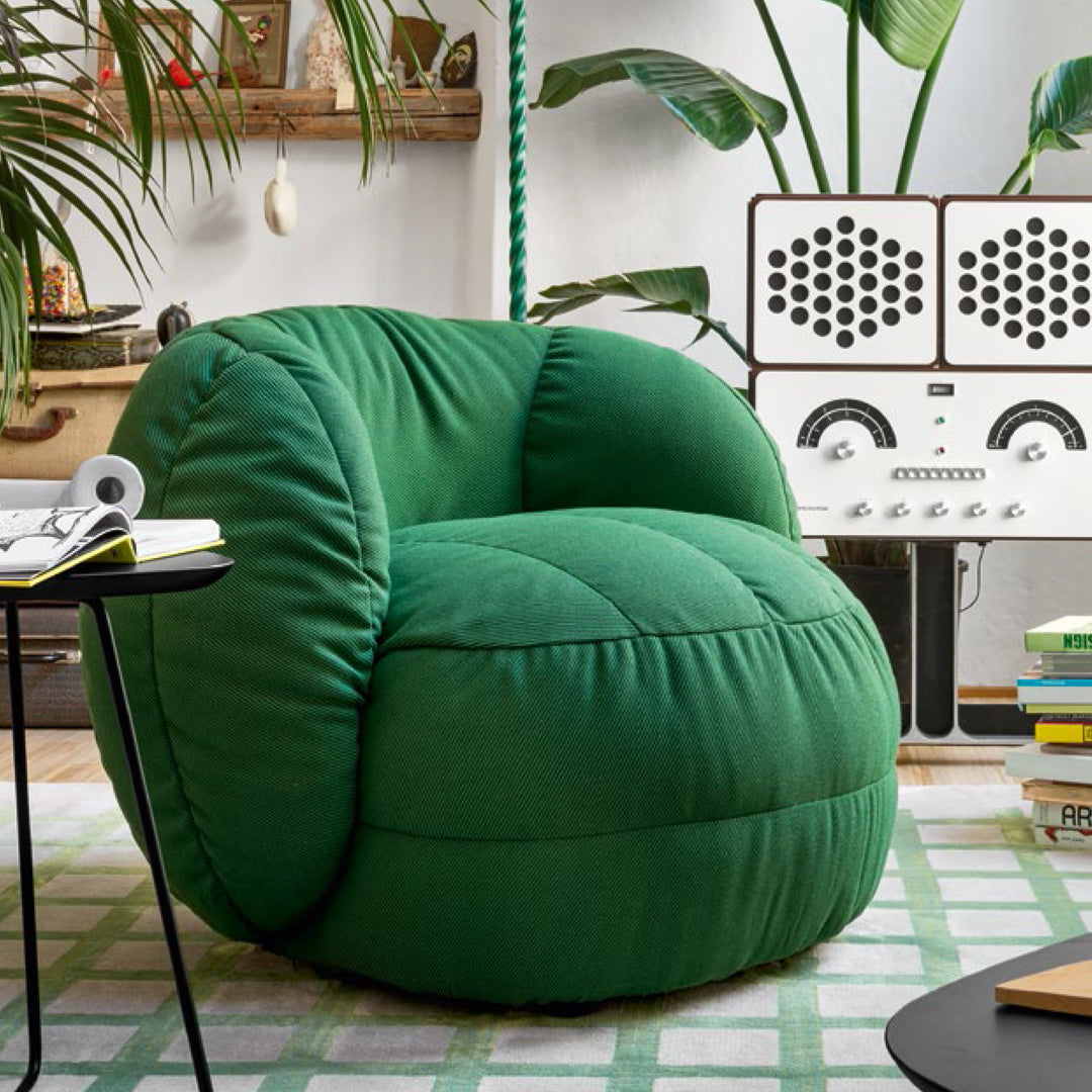 Sillón Pouf de diseño italiano Reef en tela. Muebles Italianos