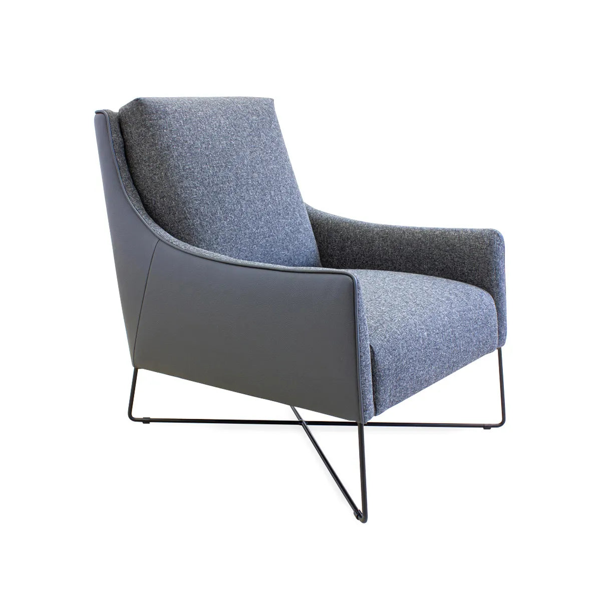 Sillón de Natuzzi - Sillón en Mix tela y Piel base metal