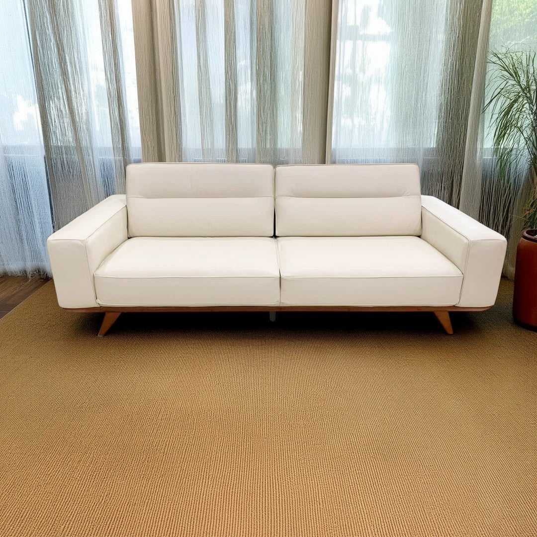 Sofá Adrenalina Natuzzi en piel blanco perla