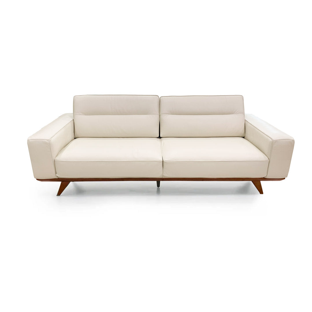 Sofá Adrenalina Natuzzi en piel blanco perla