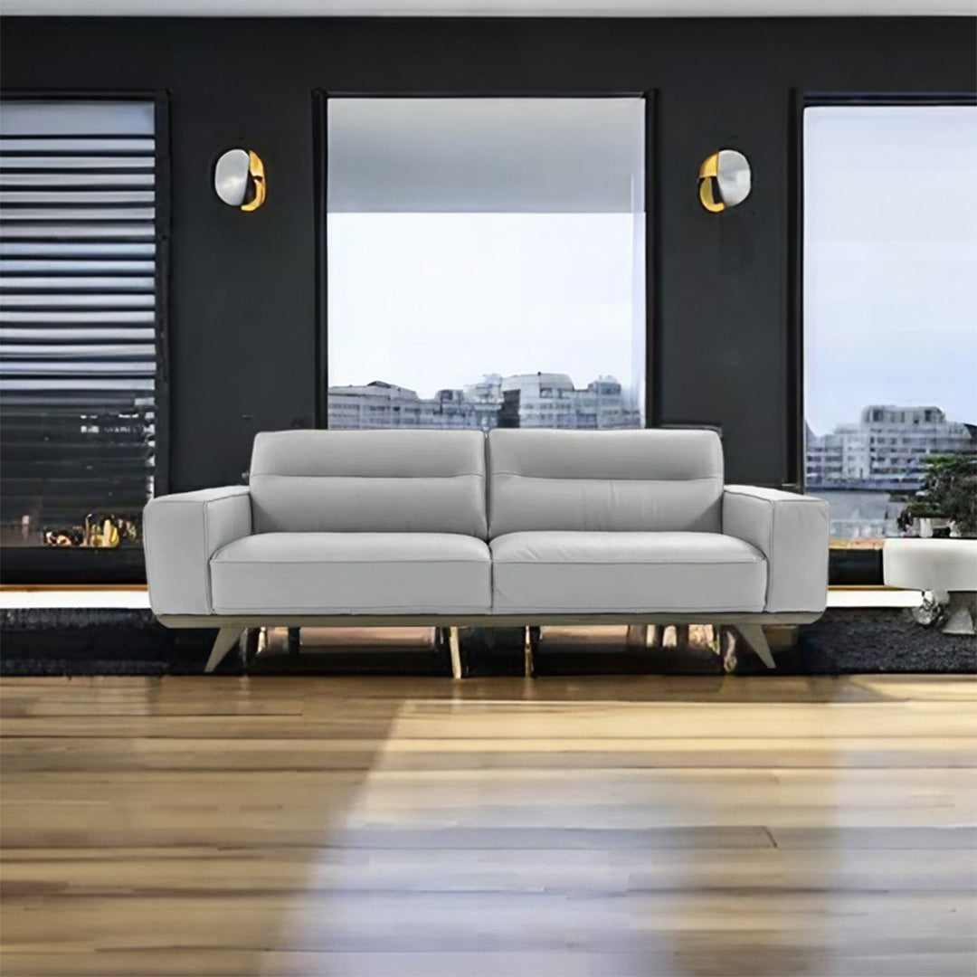 Sofá Adrenalina en piel gris. Muebles Italianos